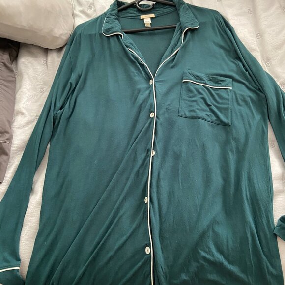 Eberjey Gisele Sleep Shirt top dress green teal Pajamas PJ sz large - Picture 2 of 4